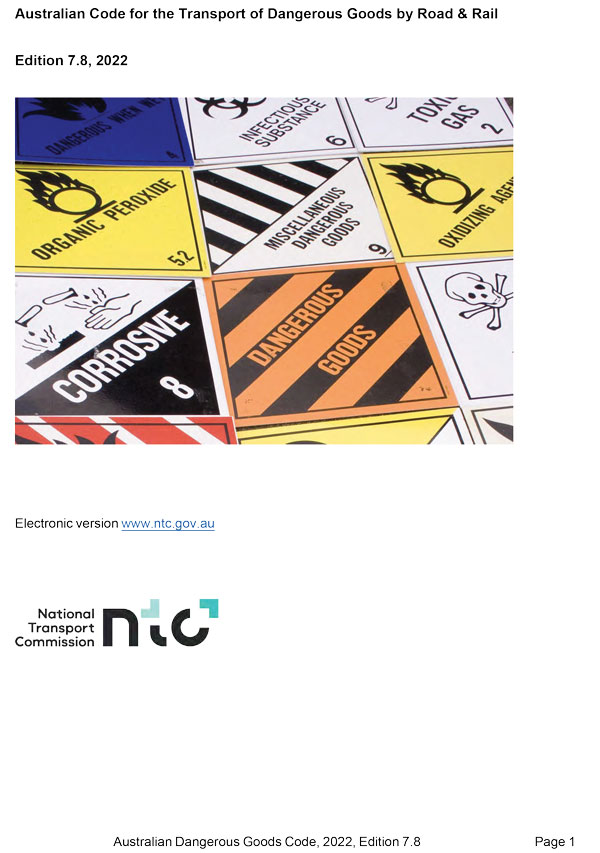Australian Dangerous Goods Code Booklet
